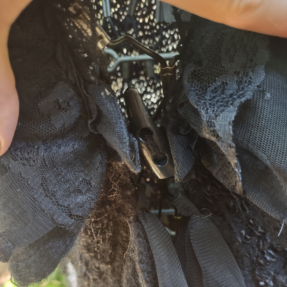 Elegant Black Ruffled Women's Sweater Duster - Picture 9 of 15